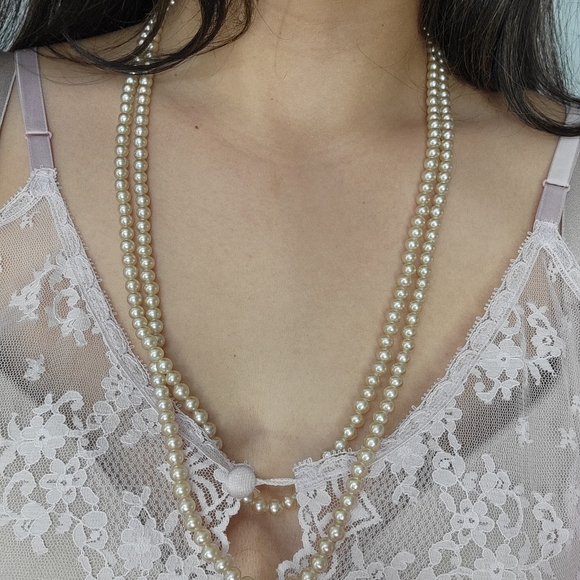 Vintage Peal Necklace Long Faux Pearls - Picture 2 of 5